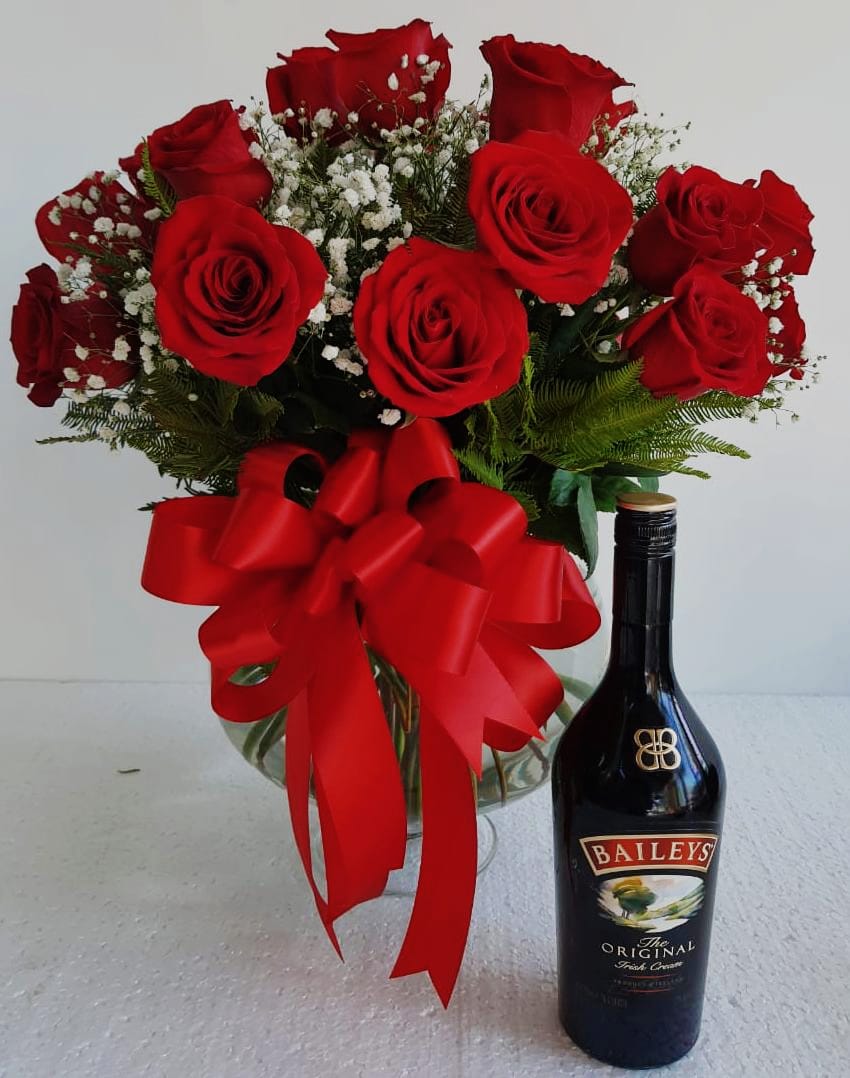 Copa de 24 Rosas con Baileys